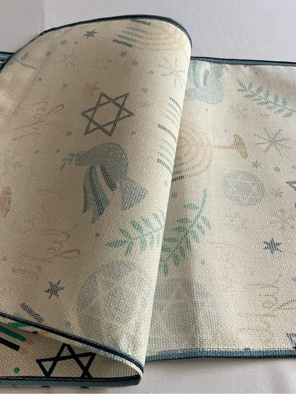Festive Hanukkah Table Runner - Blue, Teal & Gold